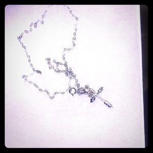 Italian 10K white gold necklace with 925 pendant